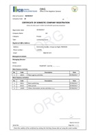 Certificate of domestic company registration